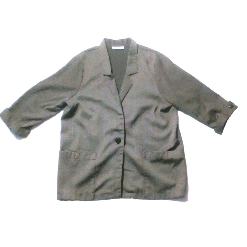 kenneth mitchell womens 38 gray one button blazer jacket preppy career work coat